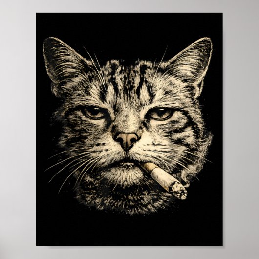 Grappige kat die sigaret rookt katachtige tabby poster (Voorkant)