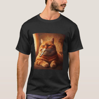 Grappige kat die sigaret rookt Schattige kat meme T-shirt