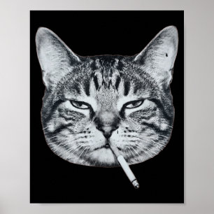 Grappige kat die sigaret rookt tabby kat meme brai poster