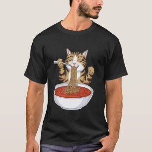 Grappige kat die spaghetti eet meme t-shirt