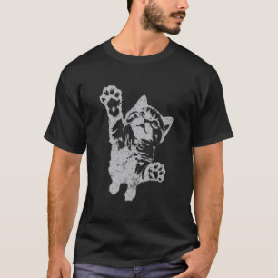 Grappige kat die springt op grappige versleten vin t-shirt