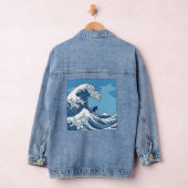 Grappige kat die surft op de Grote Golf van Kanaga Denim Jacket (Hangar)