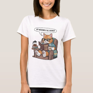 Grappige kat die T-shirt leest