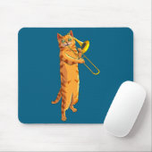 Grappige kat die trombone speelt cadeau koele kitt muismat (Met muis)