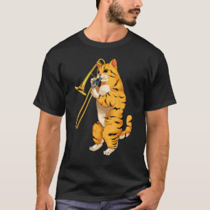 Grappige Kat Die Trombone Speelt Cadeau Koele Kitt T-shirt