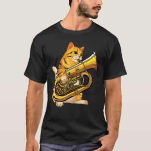 Grappige kat die tuba speelt cadeau schattige kitt t-shirt