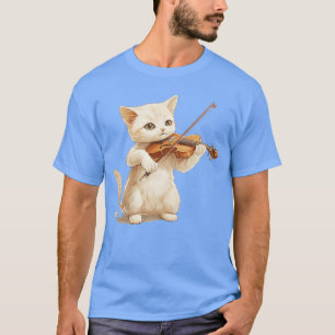 Grappige kat die viool speelt voor katten- en vioo t-shirt
