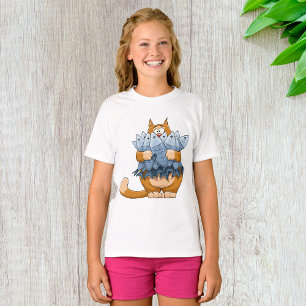 Grappige Kat Die Vis Vasthoudt Cartoon Hongerige K T-shirt