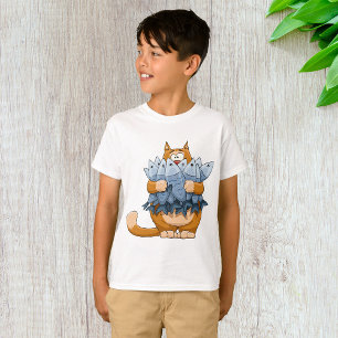 Grappige Kat die Vis Vasthoudt Cartoon Hongerige K T-shirt