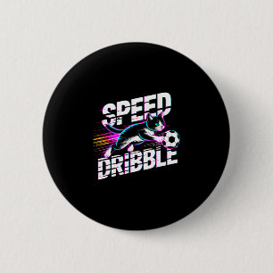 Grappige kat die voetbal speelt cadeau voor kinder ronde button 5,7 cm