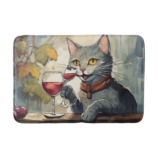 Grappige kat die wijn drinkt badmat! badmat (Voorkant)