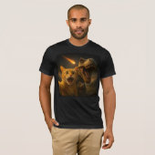 Grappige kat Dino Selfie Meteor Meme Surreal Apoca T-shirt (Voorkant volledig)