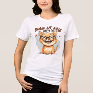 Grappige kat Dit is mijn blije gezicht Tri-Blend Shirt
