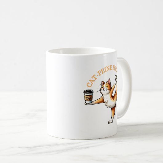 Grappige kat doet yoga pose koffiemok (Voorkant rechts)