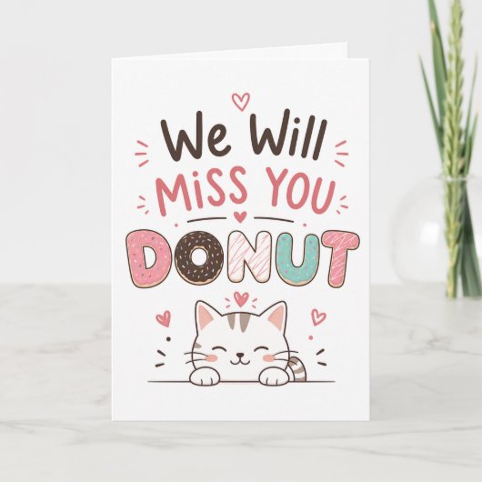 Grappige kat Donut Afscheid Collega Pensioen cadea Kaart (Voorkant)