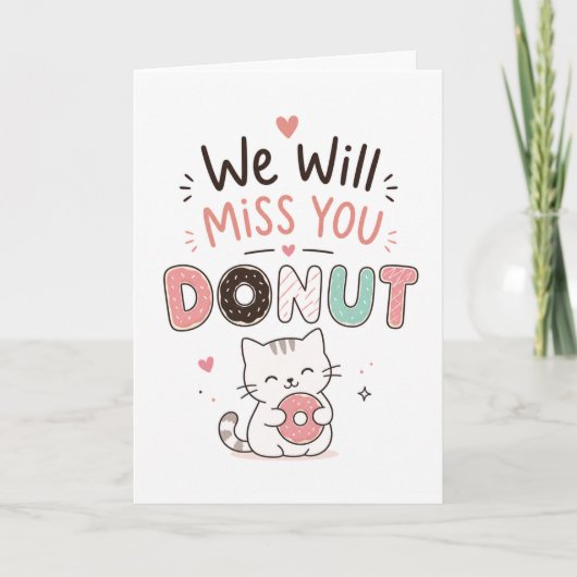 Grappige kat Donut Afscheids Cadeau Collega Pensio Kaart (Voorkant)
