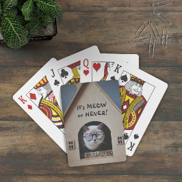 Grappige kat draagt een bril Het is Miauw of Nooit Pokerkaarten