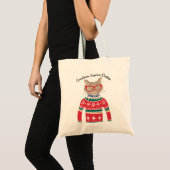 Grappige kat draagt lelijke kerst trui op maat tote bag (Voorkant (product))