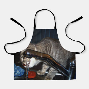 Grappige kat Drink van tap, Kinder fullprint Schor Schort