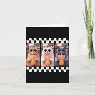 Grappige Kat Drinkt IJskoude Koffie Meme Dier IJsk Kaart