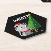 Grappige kat duwt kerstboom om Kat wat kerst Kartonnen Onderzetters (Schuin)
