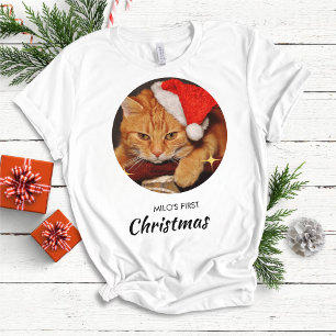 Grappige kat eerste kerst gepersonaliseerde kat fo t-shirt