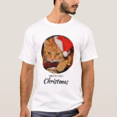 Grappige kat eerste kerst gepersonaliseerde kat fo t-shirt (Voorkant)