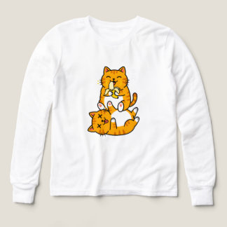 Grappige kat eet banaan Neko schattige cartoon ora