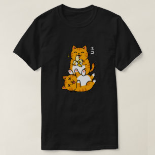 Grappige kat eet banaan Neko schattige cartoon ora T-shirt