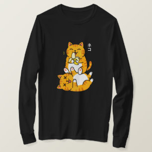 Grappige kat eet banaan Neko schattige cartoon ora T-shirt