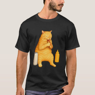 Grappige kat eet hotdog voor fijnproevers en huisd t-shirt