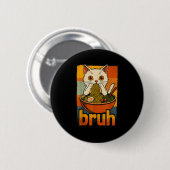 Grappige kat eet Japans Ramen Noedels Mannen Vrouw Ronde Button 5,7 Cm (Voorkant /achterkant)