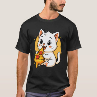 Grappige kat eet pizza grafische jongens meisjes k t-shirt