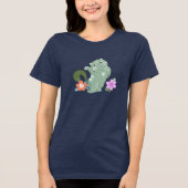 Grappige kat en bloemen Tri-Blend shirt (Voorkant)