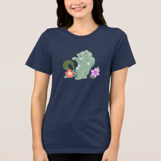 Grappige kat en bloemen Tri-Blend shirt