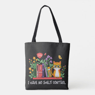 Grappige kat en boekenliefhebber tote bag