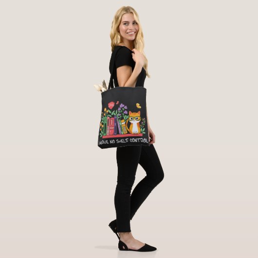 Grappige kat en boekenliefhebber tote bag (Op model)