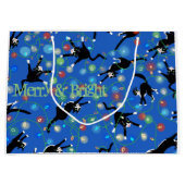 Grappige kat en de kerstverlichting groot cadeauzakje (Voorkant)