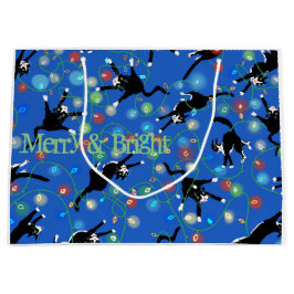 Grappige kat en de kerstverlichting groot cadeauzakje