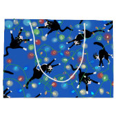 Grappige kat en de kerstverlichting groot cadeauzakje (Achterkant)