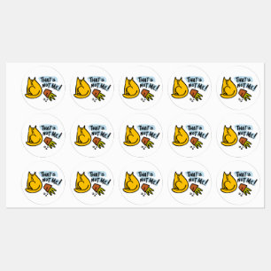 Grappige kat en een gekantelde bloempot labels