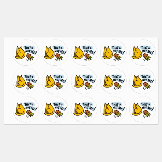 Grappige kat en een gekantelde bloempot labels (Vel)