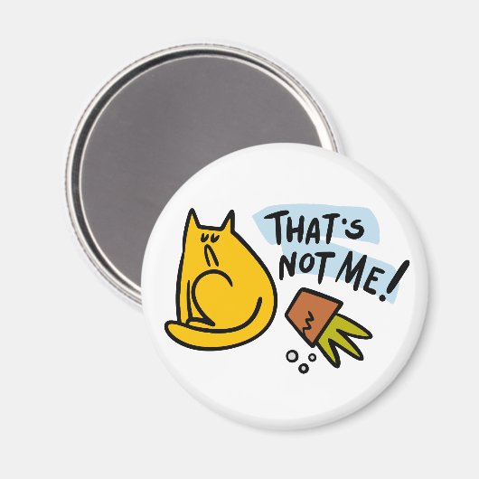 Grappige kat en een gekantelde bloempot magneet (Voorkant / Achterkant)