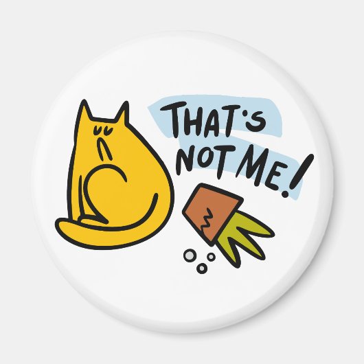 Grappige kat en een gekantelde bloempot magneet (Voorkant)