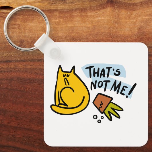 Grappige kat en een gekantelde bloempot sleutelhanger (Voorkant)