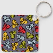 Grappige kat en een gekantelde bloempot sleutelhanger (Achterkant)