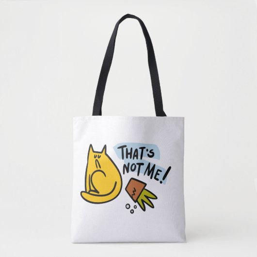 Grappige kat en een gekantelde bloempot tote bag (Voorkant)