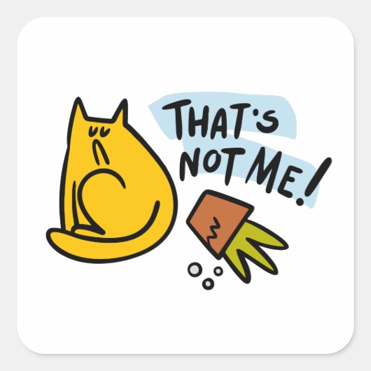 Grappige kat en een gekantelde bloempot vierkante sticker (Voorkant)