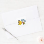 Grappige kat en een gekantelde bloempot vierkante sticker (Envelop)