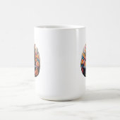 Grappige kat en eend in een mand met bloemen koffiemok (Center)